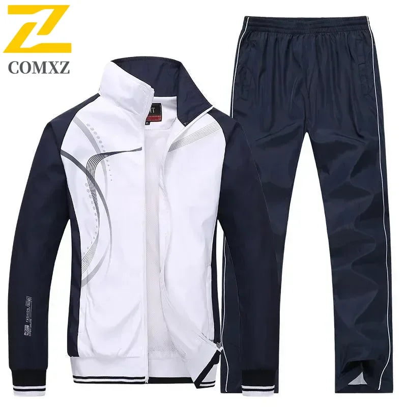 Men Sportswear New Spring Autumn Tracksuit 2 Piece Sets Sports Suit Jacket+Pant Sweatsuit Male Fashion Print Clothing Size L-5XL.