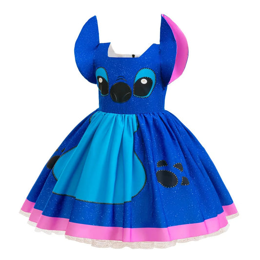 Kinder Lilo und Stitch Rollenspiel Prinzessin Kleid Kinder Bühnenkostüm Mädchen Karneval Halloween Party Cartoon Bekleidung
