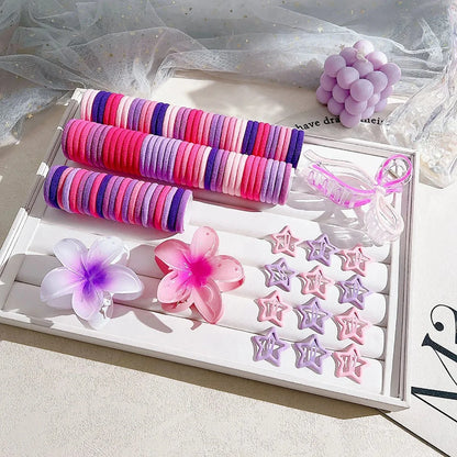 High Elasticity Women's Hair Accessories Blue Series Butterfly Knot Egg Flower Comb Set Hair Clips Fashionable Hair Accessories.