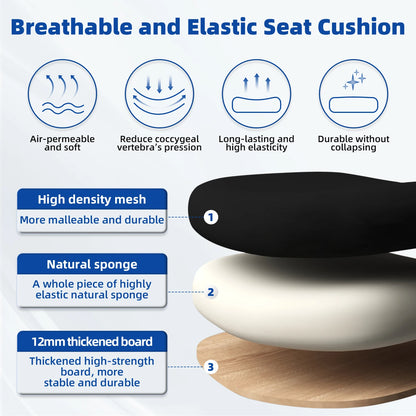 AUTHMIC Ergonomischer Bürostuhl, Netzrückenlehne, verstellbare Armlehnen, Lordosenstütze, drehbarer Schreibtischstuhl für das Heimbüro