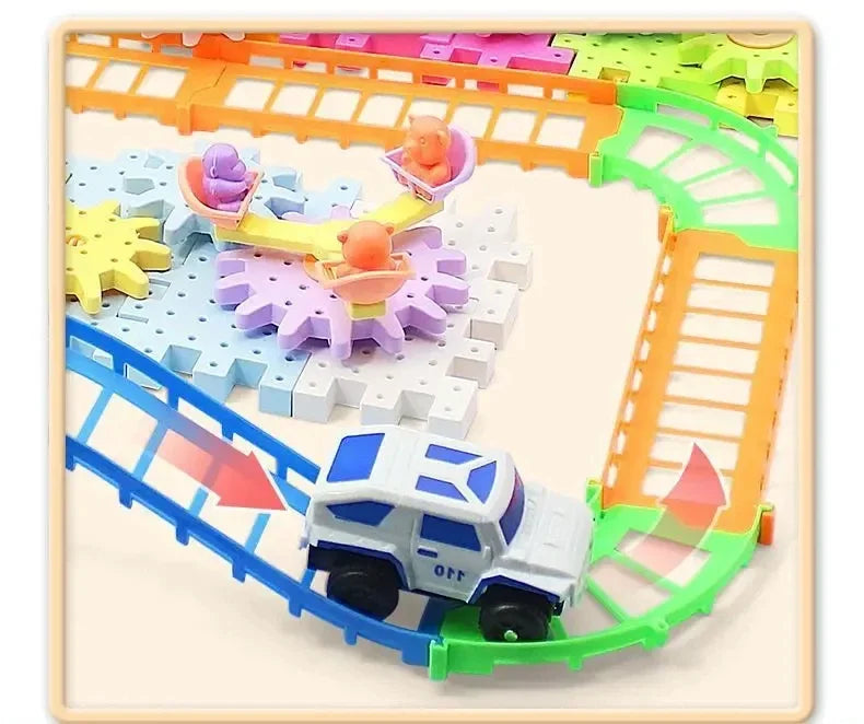 Electric Gears 3D Puzzle Model Building Kits Plastic Brick Blocks Educational Toys for Kids Children Gear Blocks Building Toys.