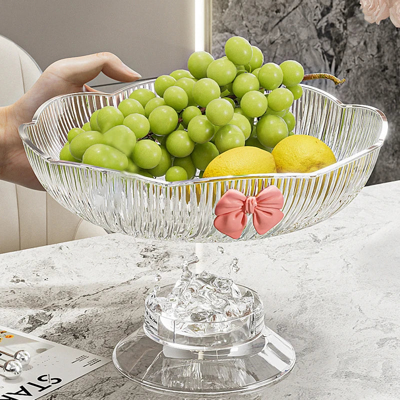 〔HM4〕1Pc Plastic Candy Fruit Plate for Home Coffee Table Candy Platter High-End Snack Placement Platter Ornaments.