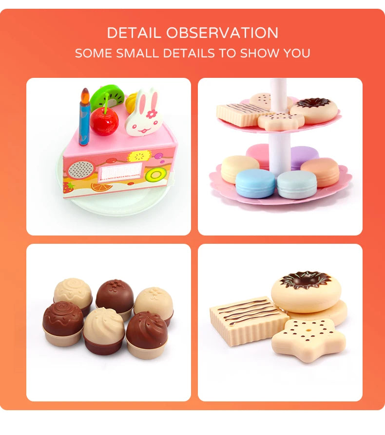 Girl Toy Cake DIY Minature Food Simulation Pretend Play Kitchen Set Tea Kid Cut Game Education Children Toys For 3 Year Birthday.