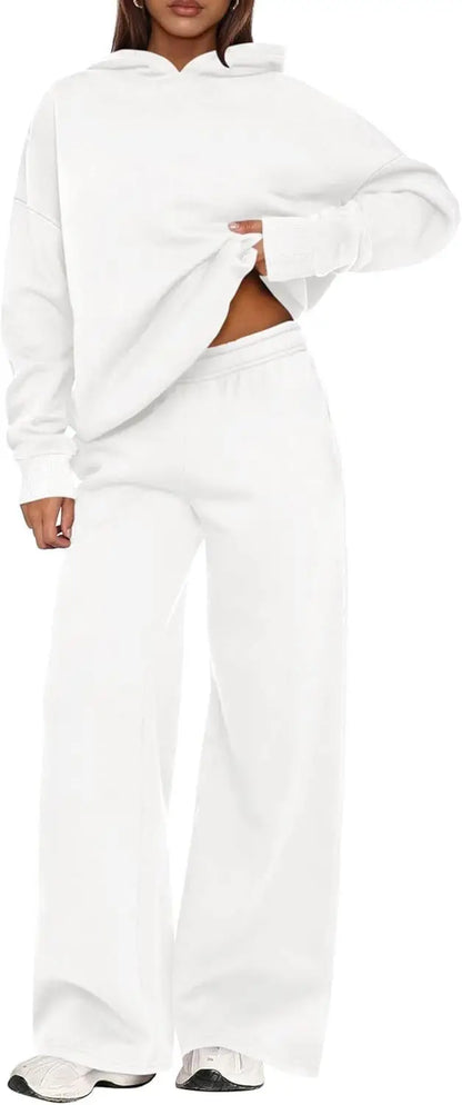 Sport Stil Lose Anzug Herbst Winter Vielseitige frauen Lange-ärmeln Pullover Sweatshirt Sport Breite bein Hosen Zwei-stück Set