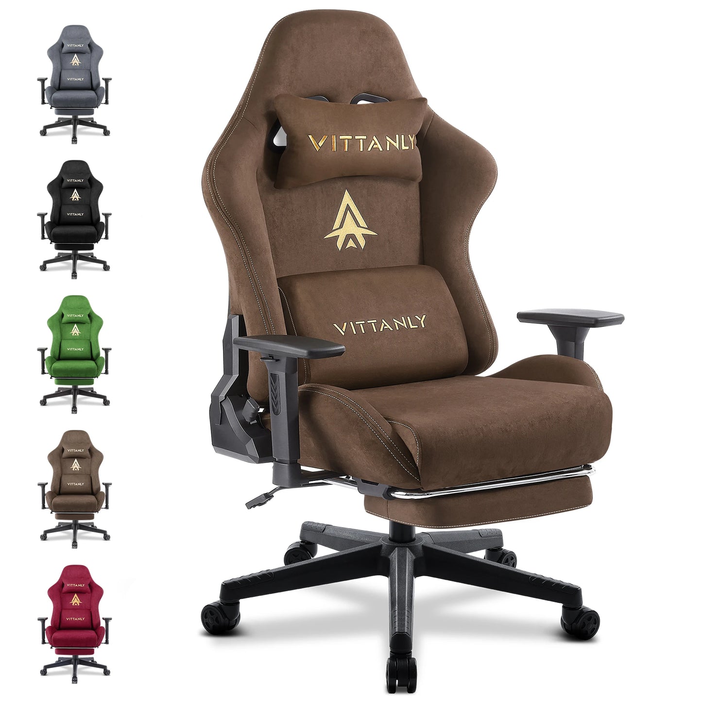 HAPIHAPPY Modischer Gaming-Stuhl, echter Computer-Bürostuhl mit Taschenfederkissen, Armlehnen und Fußstütze, Spielstuhl