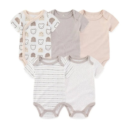 5 Teile/los Vier Jahreszeiten Mode Cartoon Kurzarm Baby Junge Mädchen Bodys Weiche Neugeborenen Onesies Kleidung