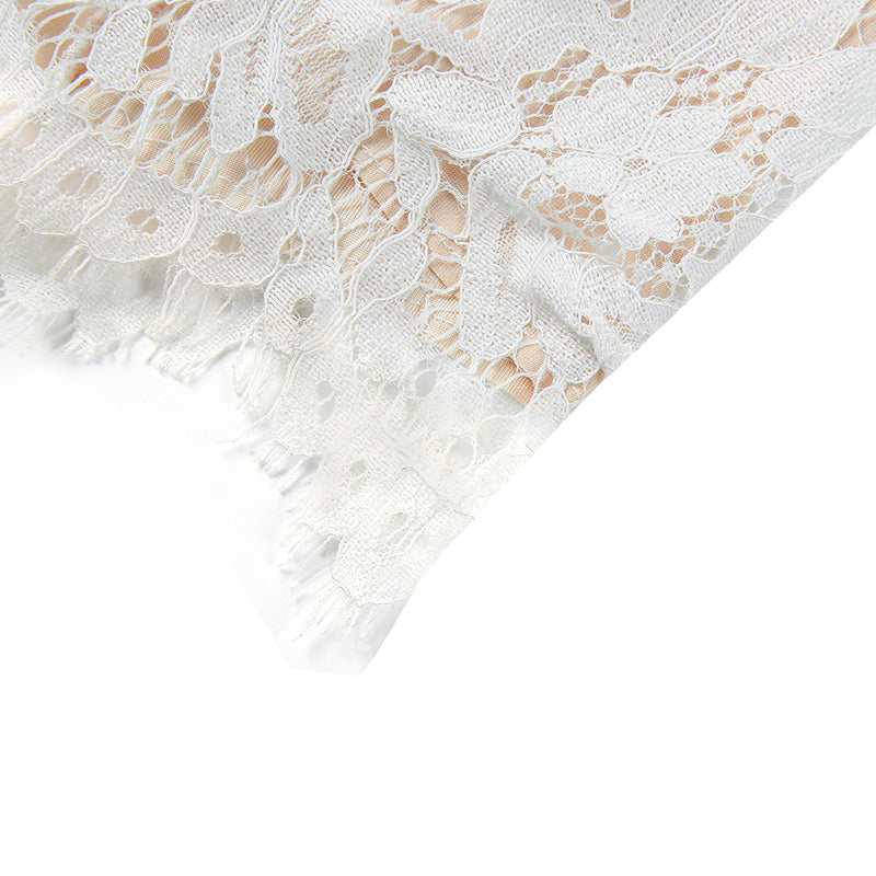 Ladies Elegant Jumpsuit  Spaghetti Straps V-Neck Solid Embroidered Lace Open Back Wide Leg Jumpsuit Long Jumpsuit Black White.