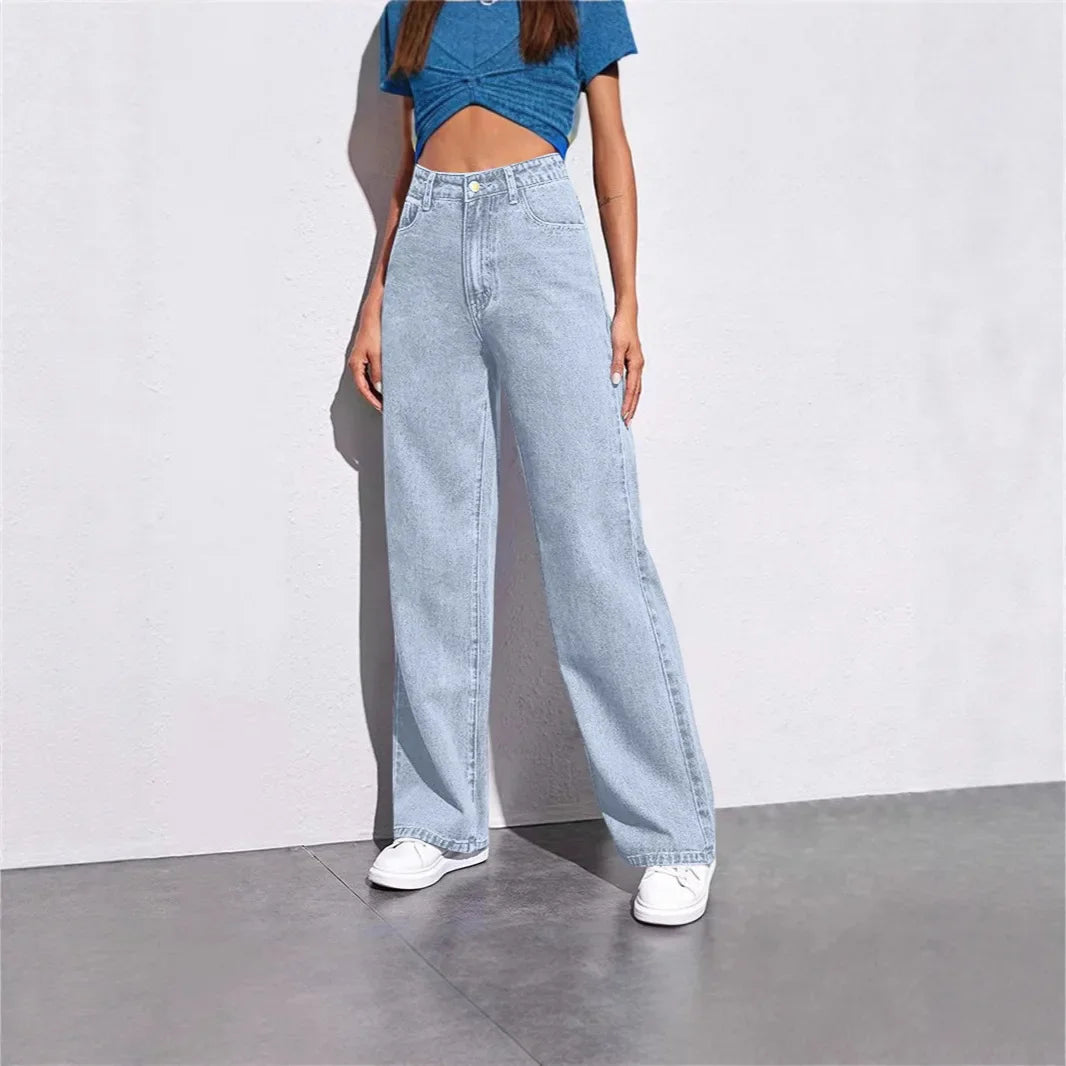 High Waist Loose Fit Straight Leg Jeans Women's Casual Summer New Style Cross-Border EBay Denim Pants High Waist Jeans.