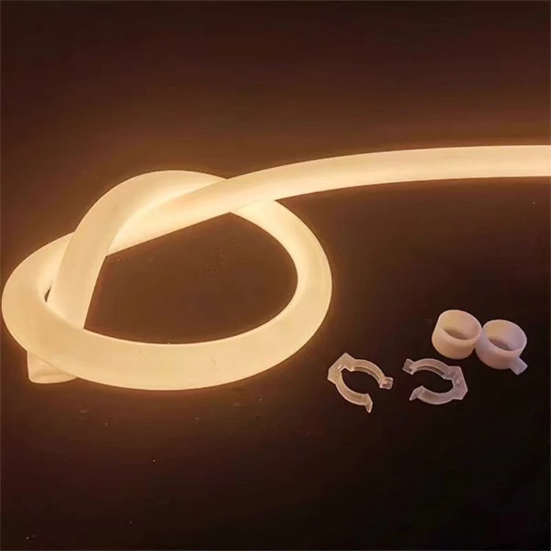 360° Glowing Round LED Neon Tube Rope Lamp Flexible Silicone Diffuser Channel WS2811 WS2812B Soft IP65 Outdoor Tape Strip Lights.