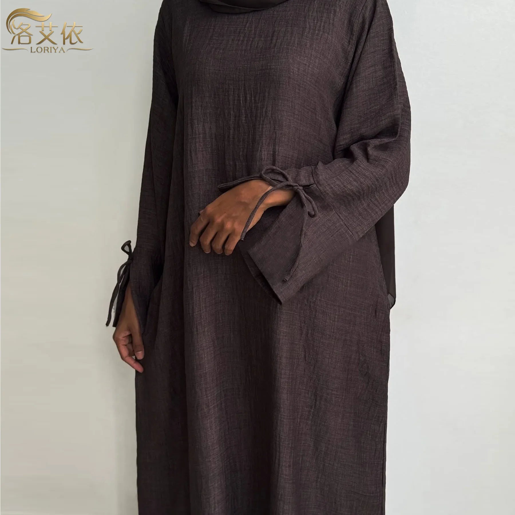 Dubai Turkey Solid Color Casual Muslim Long Loose Maxi Dress Robe Women Abaya Middle East Dubai Turkey.