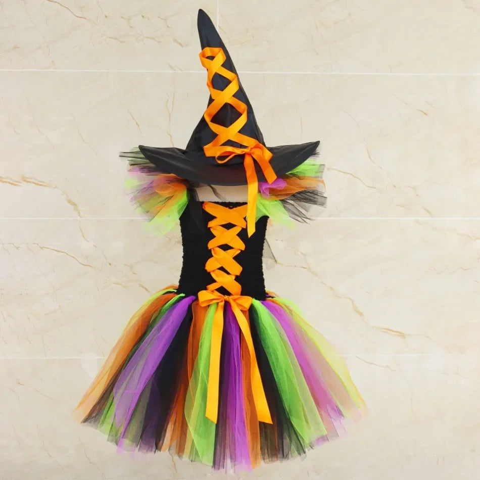 Halloween Malefice Kostüm für Kinder Karneval Party Kleidung Set Hexe böse Königin Cosplay Kostüm für Mädchen Phantasie Tüll Tutu Kleid.