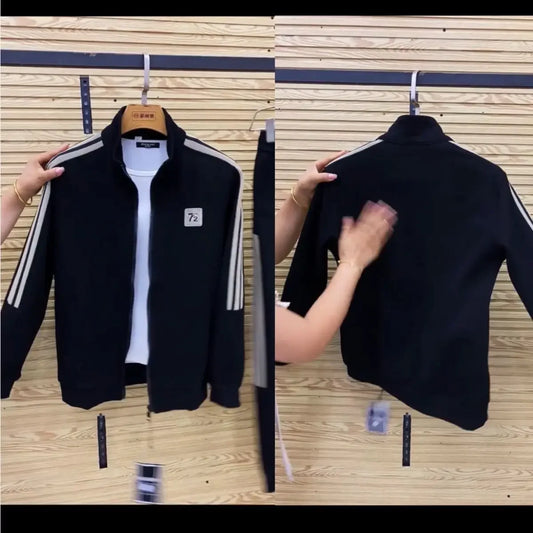 Men's Casual Sportswear Set Spring Autumn Long Sleeve Stand Collar Jacket Pants Comfortable Breathable Sports Outfit.