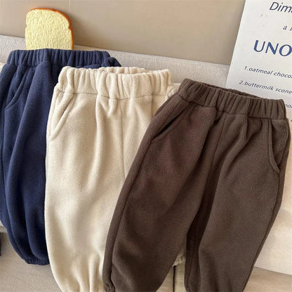 2025 Autumn Winter Boys Clothing Set Double-Sided Velvet Letter Print Thick Hoodies+Pants 2Pcs Suit For 1-8Y Girls Warm Outfit.