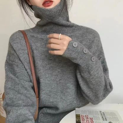 Turtleneck Pullover Sweater Women Knitted Shirts Autumn Winter Female Fashion Long Sleeve Elastic Casual Sweaters Tops Knitwear.