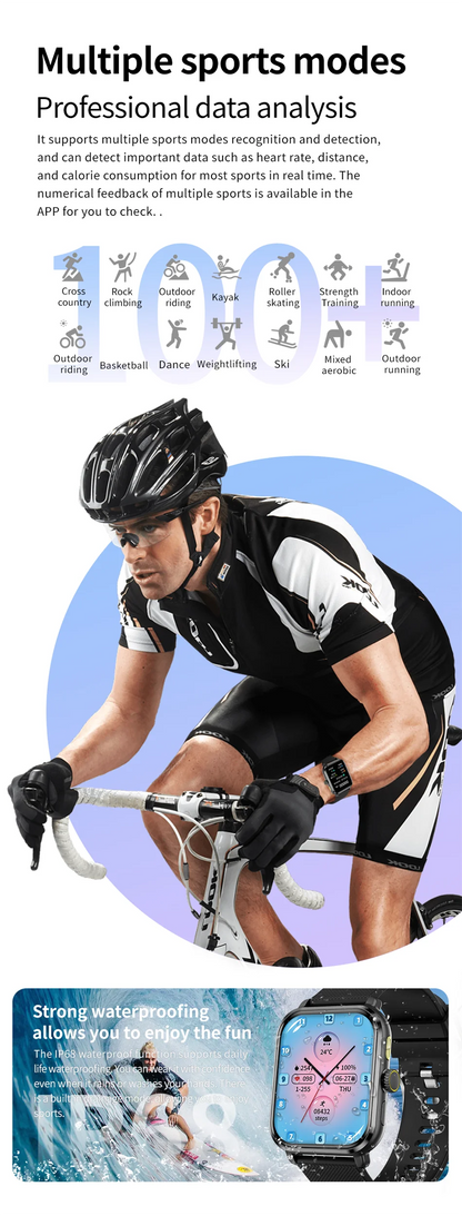 Smart Watch Women Man 1.85" HD Screen GPS Sport trajectory Heart Rate Health Watches Blood oxygen Men Smartwatch For Android IOS.