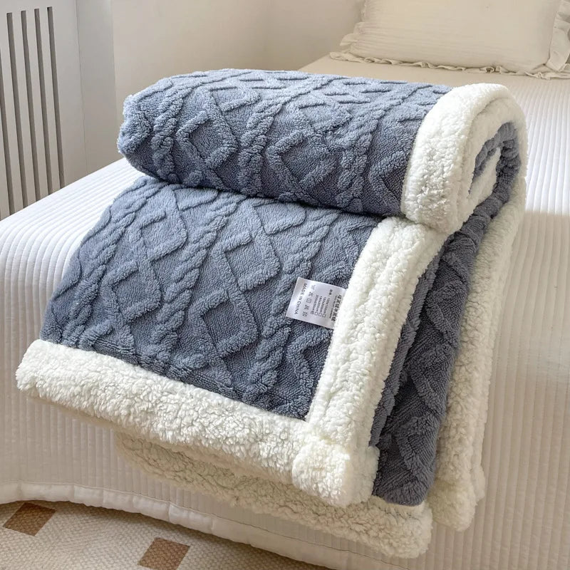 Double Layer Fleece Blanket Autumn Winter Thick Warm Office Nap Throw Blankets for Sofa Bed Single Double Soft Plush Comforter