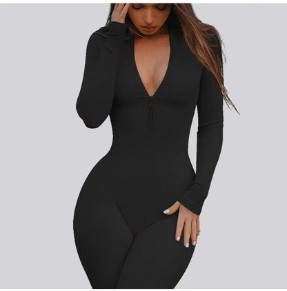 2024 New Fitness Outfit Female Casual Sport Workout Zipper Jumpsuit Women Romper Long Sleeves Skinny Activity Wear Overalls Tops.