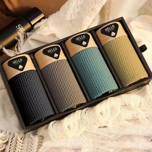 4 Stück Herren-Boxershorts, Eisseide, Unterwäsche, Unterhose, kühl, atmungsaktiv, sexy, schlankes Höschen, Netz-Dessous