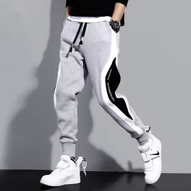 Men Black Pants Hip Hop Drawstring Jogger Fashion Comfortable Trousers Male Casual Sweatpants Loose Elastic Waist Sportswear.