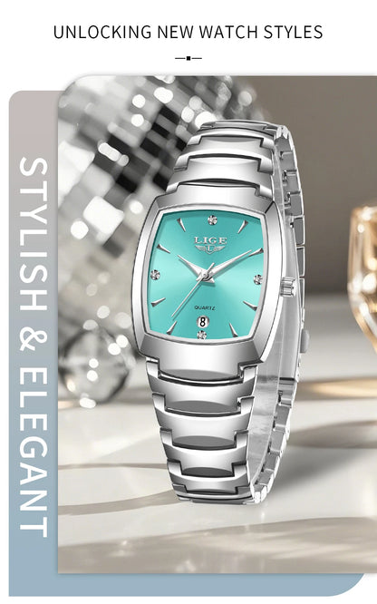 LIGE New Ladies Waterproof Watch Luxury Stainless Steel Women Watches Creative Fashion Original Elegant Quartz Wristwatch Gift.