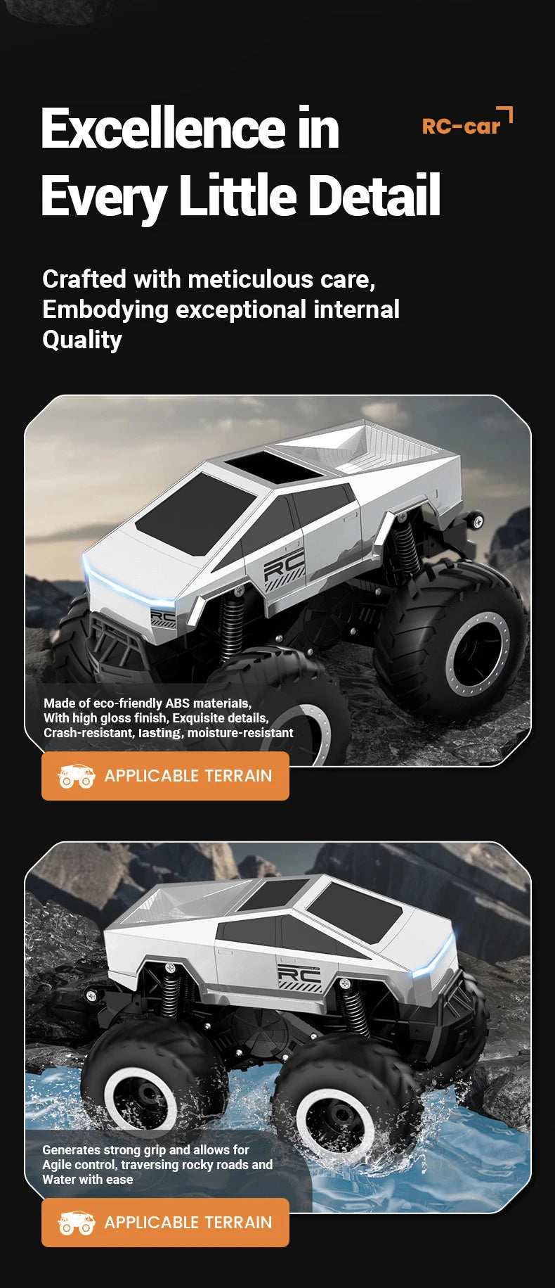 JJRC Auto Remote Control Car Alloy Rc Cars Trucks Vehicle Full-Scale Car Motorcycle Camping Trailer Toys for Boys Kids Children