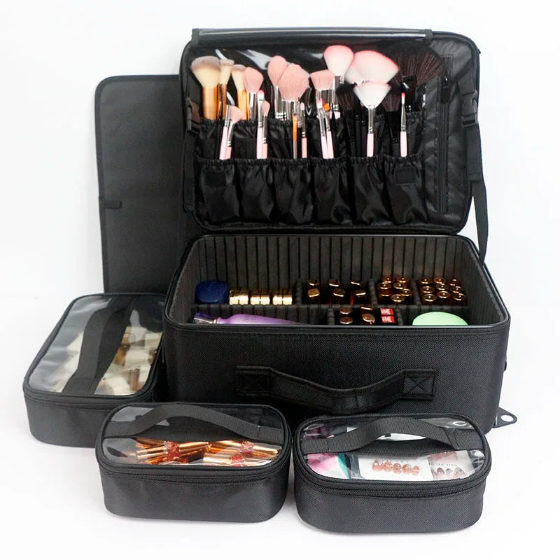 GLADCASE Makeup Case Large Waterproof Makeup Toolbox Professional With Brush Holder Beauty Cosmetic Suitcase Make Up Organizer.