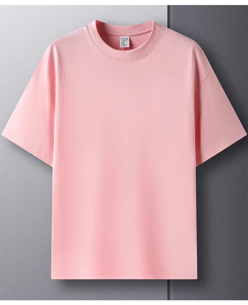 100% Pure Cotton Summer High-end Brand Men's Short Sleeve Round Neck Fashionable Style Half Sleeved Top Breathable T-shirt.