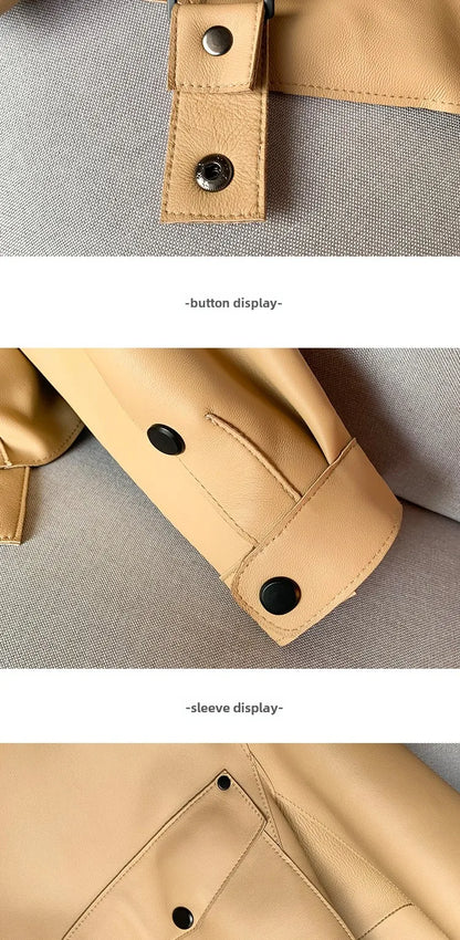 Schaffellmantel für Damen, Lederjacke, Winter, Frühling, Moto, Biker, echt, Top-Qualität, Schwarz.