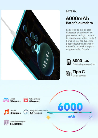 Teclast P30 Android 14 Tablet, 10.1 Inch, up to 12Gb Ram, 128Gb Rom, 1280X800 Ips, Unisoc T606, 8 Cores, 6000 Mah.