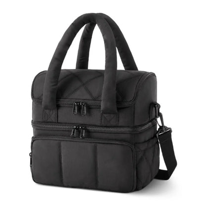 2025 New High Quality Double Deck Cooler Lunch Bag Leakproof Insulated Lunch Box Reusable Durable Puffer Tote for Work School.