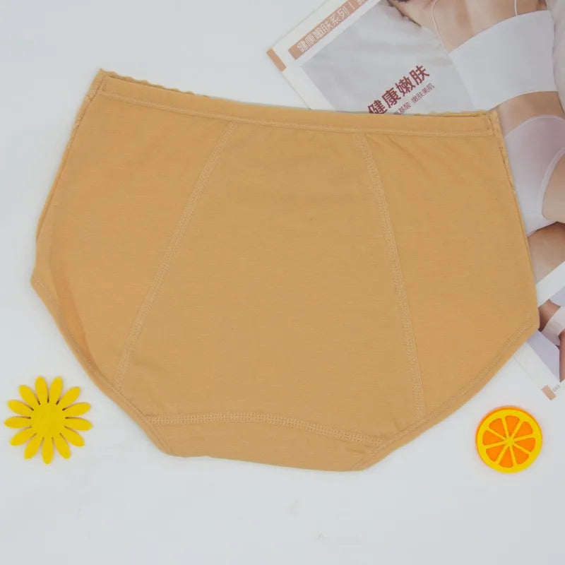3 Pcs Women's Cotton Briefs Menstruation Underwear Leak Proof Sanitary  With Menstrual Bamboo Fancy Low Waist Slimming Panties.