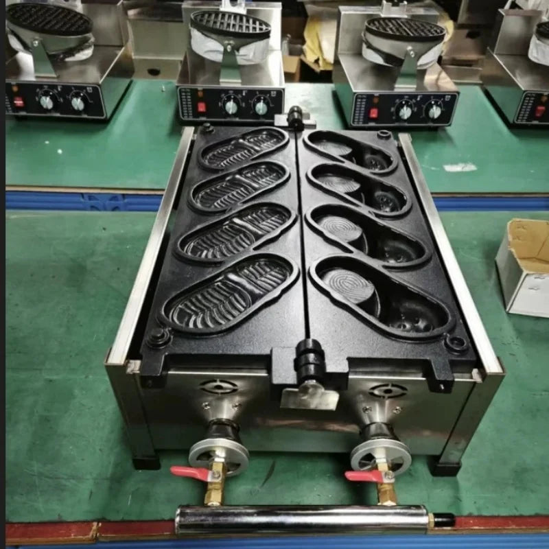 Commercial Slipper Shape Waffle Maker Machine 4 or 6 Holes Non-stick Waffle Iron Kitchen Snack Equipment.