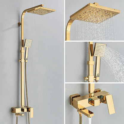 Black Chrome 3/4-way Shower Faucet Rainfall Shower Hot Cold Water Mixer Bidet Faucet Commodity Shelf For Bathroom Shower Mixer