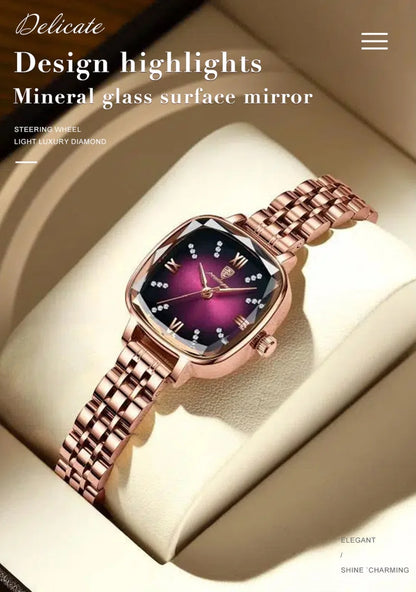 POEDAGAR High Quality Luxury Women Watch Stainless Steel Square Waterproof Quartz Ladies Wristwatches Dress Elegant Femme Clocks.