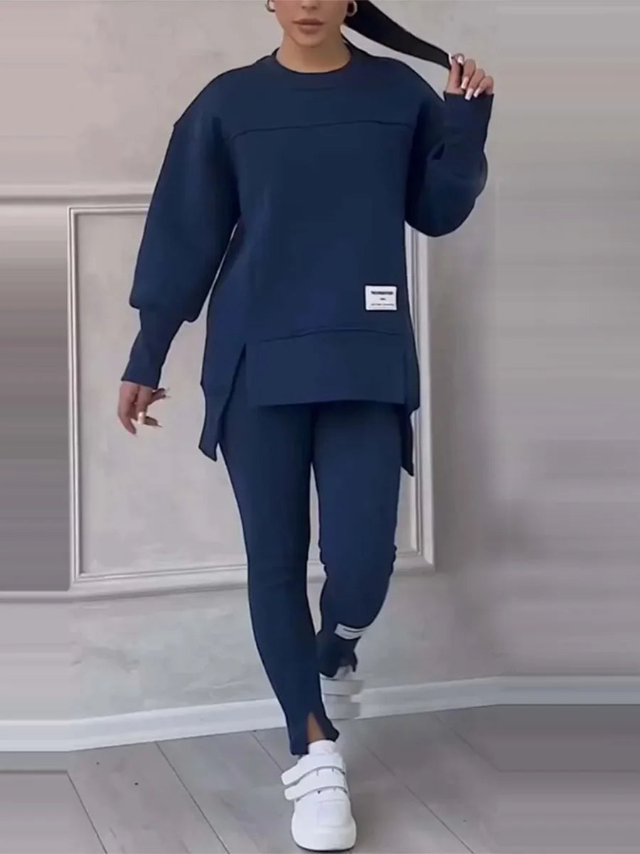 New Women's Fashion Casual Sweatshirt + Trousers Cover Autumn Winter O Neck Long-sleeved Hoodie Women's Suit Sports 2piece Set.