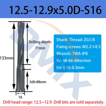 DMIX Crown Hochgeschwindigkeits-Bit 10–25,8 mm, 1,5–5D, gewalttätige Lochbearbeitung, Wende-Innenkühlung, Säbelzahnbohrer, Ersatz-U-Bohrer