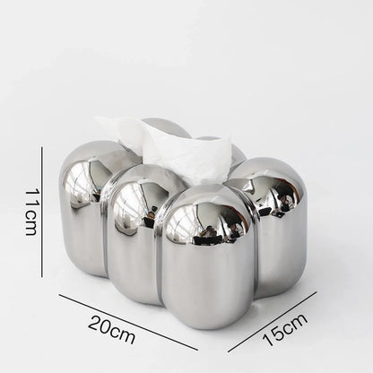 Geometry Tissue Box Cover Decorative Facial Tissue Holder Case Container for Bedroom Tissue Box Covers Rectangular Ceramic