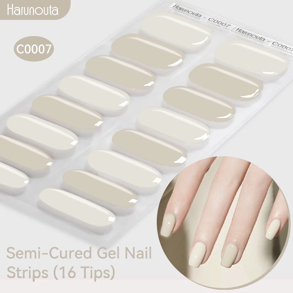 Harunouta Gradient Semi Cured Gel Nail Sticker Long-Lasting UV Nail Sticker UV/LED Extension Gel Nail Foil Gel Polish Full Cover