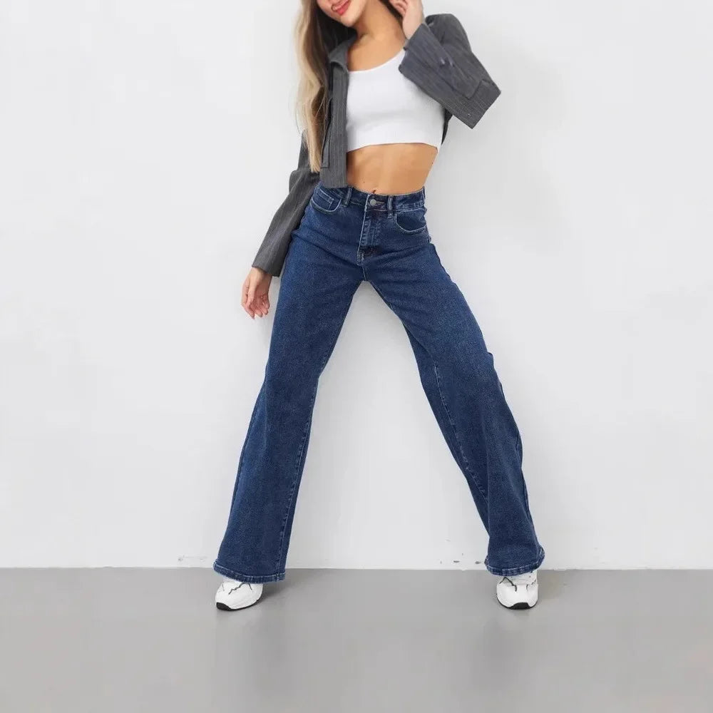 High Waist Wide Leg American Style Summer Casual Women's Jeans Floor Length Design Sensation Fashionable Chinese Brand.