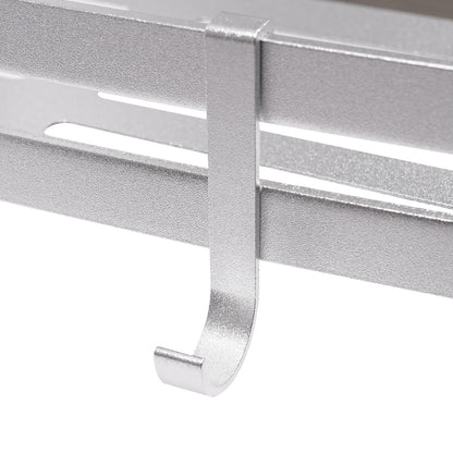 Modernes 2-stufiges Badezimmerregal in Silber/Schwarz, an der Tür montiertes Lagerregal, geeignet für Badezimmer, Küche, Wohnzimmer, Balkon