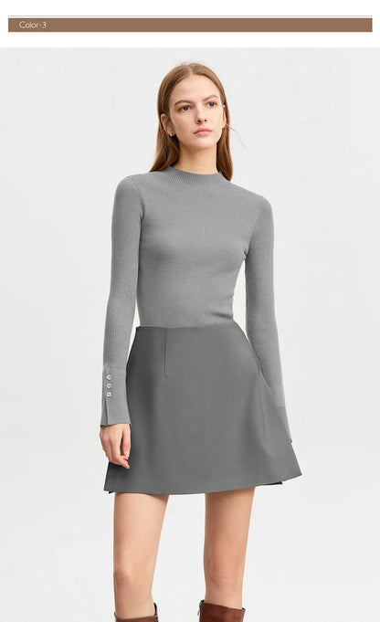 AMII Minimalism Casual Shorts Skirts Women High Rase 2024 Autumn New Fashion Commuter Lady Straight Blazer A-Line Skirt 12343035