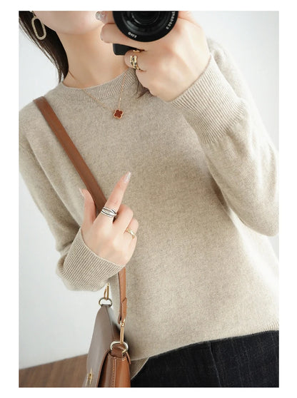 Herbst und Winter Kaschmirpullover Damen Rundhalspullover lässig gestrickt Top Damen kurze Unterwolle Mode 18 Farben