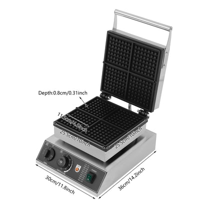 1750W Electric Waffle Maker 4 Grids Waffle Making Machine for Making Waffles Home Kitchens Commercial 50-300℃.