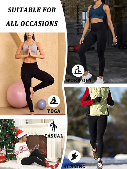 5 Pack Womens Thermal Fleece Lined High Waisted Leggings Workout Winter Warm Thick Tights Soft Yoga Pants.