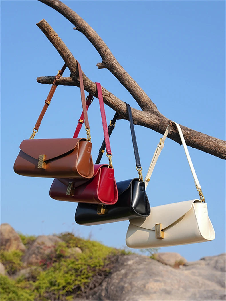 Hifashion Elegant Genuine Leather Underarm Shoulder Bags For Women 2025 Luxury Designer Crossbody Purses Square Ladies Handbags.