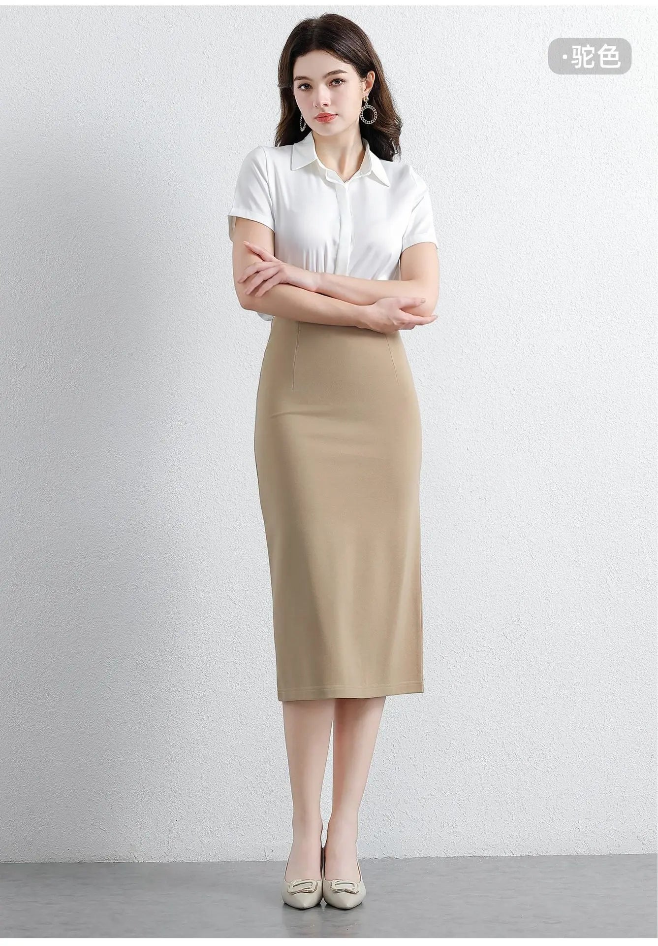 Women's Professional High Waist Long Pencil Skirt, Slim Fit Black Hip-hugging Skirt for Office Commute.