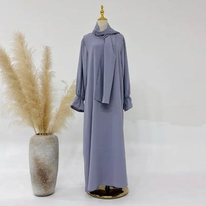 2024 Spring Muslim Modest Dress for Women Eid Arabic Femme Hijab Abaya Dubai 2 Pieces Islamic Long Sleeve Turkey Robe clothing