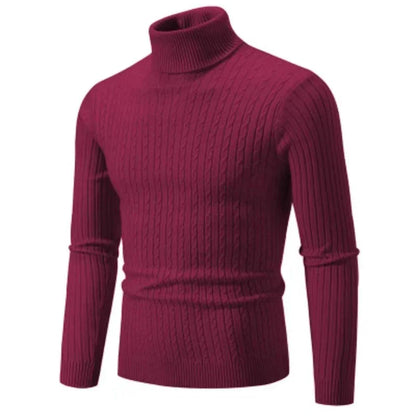 2025 New Men's High Neck Sweater Solid Color Pullover Knitted Warm Casual Turtleneck Sweatwear Woolen Mens Winter Outdoor Tops