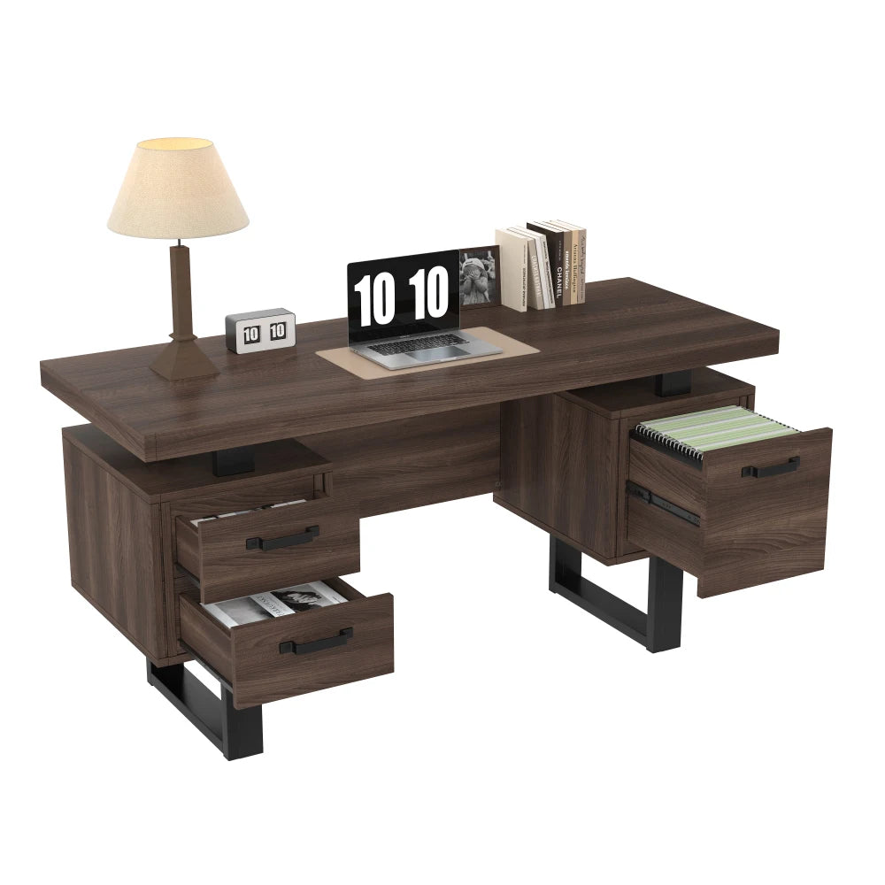 Moderner Schreibtisch im minimalistischen Stil, MDF-Desktop mit hochwertigem Stahlrohr, super langlebig, Aufbewahrungsdesign, geräuschlose Schublade
