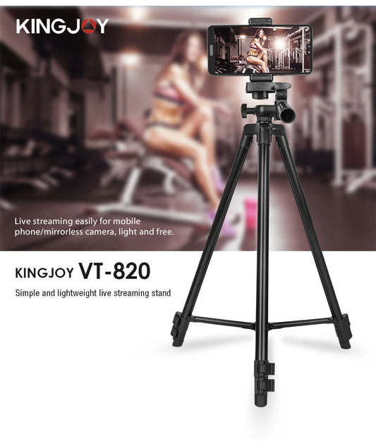 KINGJOY Aluminum Tripod 0.3KG with Quick Release Plate and 360° Head for Sony/Nikon/Canon DSLR and Smartphones,Camera,Live,Vlog.